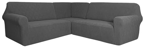 SXZAGZR Couch Bezug, Ecksofa überzug, L-Form Sofahusse, 3 Stücke Sofabezug Ecksofa, Sofa Cover, Rutschfester Couch überzug, Sofahusse Schutz Für Wohnzimmer (Dunkelgrau,7 Sitzer)