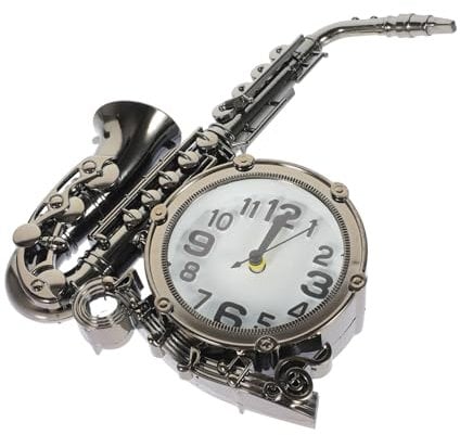 Amosfun Saxophon-Uhren Großer Retro-wecker Dekorative Form Für Schlafzimmer Zuhause Für Freunde Zufällige Farbe