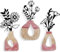 Luccyle 3pcs Schwarze Metall Blumen Wandkunst,Blumen Wanddekoration,Pflanze Wanddekoration,Blumen Heimdekoration für Patio Balkon Badezimmer