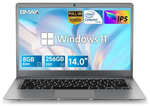 BMAX PC Portatile 14 Pollici Notebook 8GB RAM 256GB SSD Expansion 1TB Intel N4100 Computer Portatile Win 11 Pro Laptop S14 FHD 1920x1080 2.4G/5G WiFi, Mini HDMI, BT4.2, USB3.0