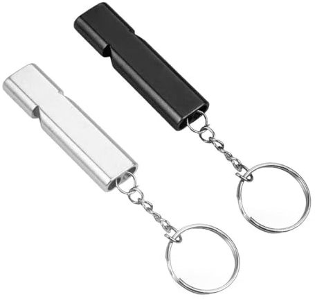 WeddHuis 2 Pcs Notfallpfeife Metall Trillerpfeife mit Schlüsselanhänger, für Schule Gym, Outdoor Camping, Wandern, Jagen, Klettern