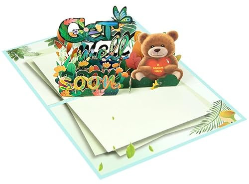 HUAJINGKEJI GetWellSoon Grußkarten Bär Thema PopUp Karten Dekorationen Aufkleber Grußkarte
