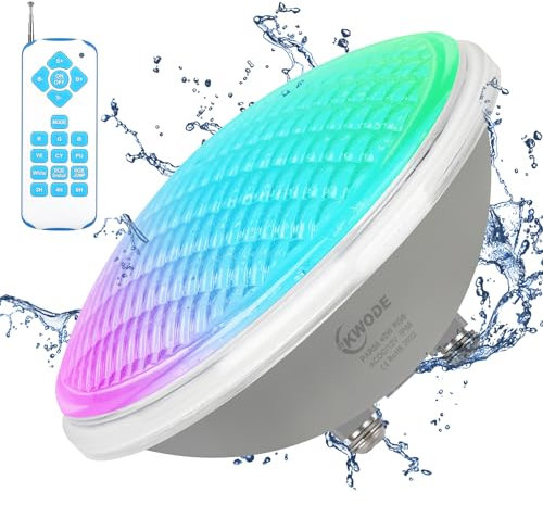 KWODE 40W LED Lumières de piscine par56, RGB Timing 2/4/6H ampoule led piscine, IP68 étanche Pool light avec télécommande, Spot sous - Marin lampe piscine led switch control 12V AC/DC