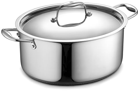 HexClad Hybrid Nonstick 6.5-Quart Oval Dutch Oven with Stainless Steel Lid, Stay-Cool Handles, Dishwasher-Friendly, Oven-Safe Up to 900°F, Induction-Ready, Compatible with All Cooktops