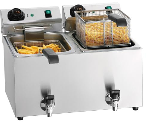 MBH - Freidora profesional doble de 18 Litros. Freidora eléctrica con control digital para hostelería