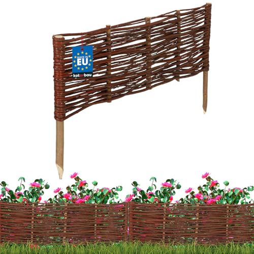 KOTARBAU® Beetbegrenzung Weidenzaun 60 x 20 cm Zaun Beeteinfassung Beet Beetumrandung Steckzaun Rasenkante Weide Beeteinfassung Gartenzaun Zum Stecken Flexible Weidengeflecht