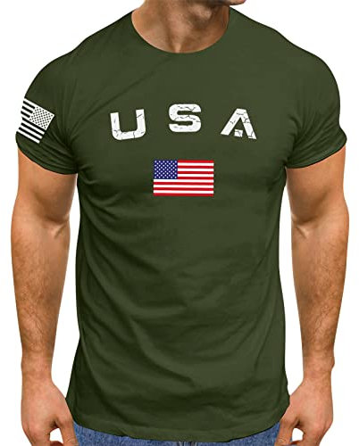 T Shirt Für Herren USA Flag American Patriotic College Retro US Flagge Amerika Bequem Streetstyle Sportshirt Atmungsaktiv Laufshirt Leichte Trainingsshirt Sommer Kurzarm T-Shirt für Männer