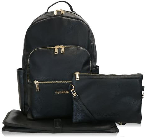 My Babiie Backpack Pro Changing Bag - 2 Insulated Bottle Holders, Clutch Bag, Portable Changing Mat, Stroller Clips