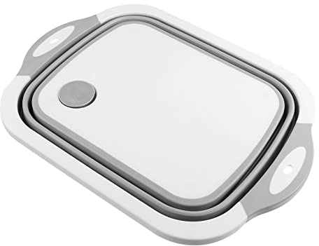 Warmhm Multifunctional Folding Cutting Board Kitchen Draining Basket Chopping Board for Space Saving Storage and Dish Draining