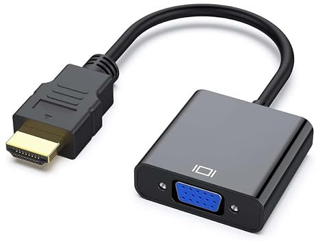 rynli Gold-Plated HDMI to VGA Adapter (Male to Female) – Uni-Directional Converter for Laptop, PC, Monitor, Projector, TV, Xbox, Roku, Chromebook, Raspberry Pi & More