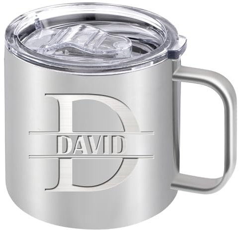 Xihedfd Mug Personnalisable Photo Texte Tasse à café Personnalisé 350ml 410ml Mug Isotherme avec Nom Logo Gravé Tasse en Acier Inoxydable avec Couvercle Poignée Cadeaux pour Femmes Hommes
