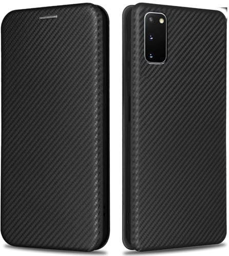 KOGENG Handyhülle für Samsung Galaxy S20 FE Hülle mit Wallet Kartenfach RFID-Blockierung, Carbon Fiber Textur Magnetisch Klapphülle Schutzhülle für Samsung S20 FE 5G Case Cover (Schwarz)