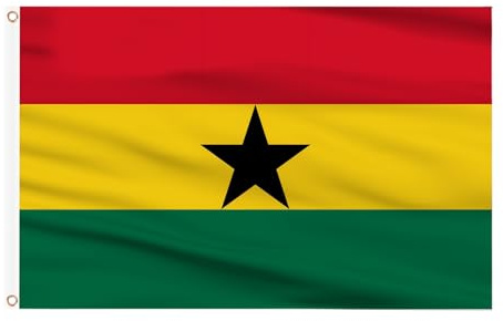 AhfuLife Ghana Flagge 150 x 90cm, 4 Stück Ghanaische Fahne Leuchtenden Farben mit Messing-Ösen, Ghana Republic Star Flag für Garten Festival Draußen und Drinnen Party Bar Deko