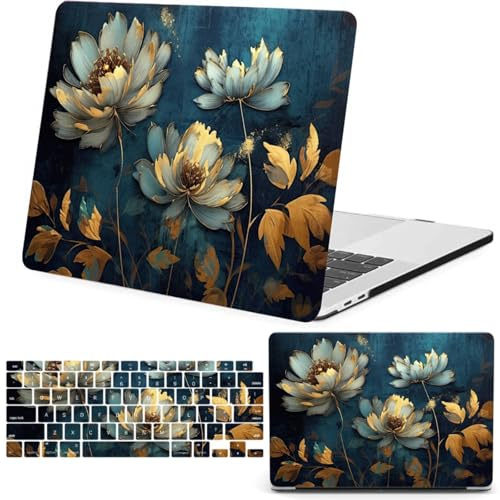 FFBOFFC Cover Compatibile per MacBook Air 13 Pollici 2020-2018 Modello A2337 A2179 A1932 con Retina Display & Touch ID, Portatile Plastica Custodia Rigida & Tastiera Copertina, Fiore dipinto a olio
