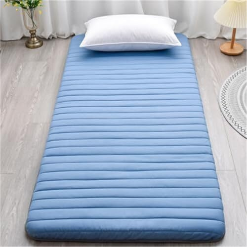 Japanische Futon-Matratze, Dicke Tatami-Matratze Für Den Boden Druckentlastende, Atmungsaktive Doppel-Futon-Matratze, Weiche Futon-Matte Für Zu Hause, Camping Und Sofa(Blue,90x200cm)