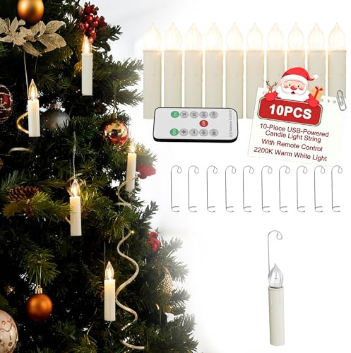 UISEBRT Candele a LED senza fili, per albero di Natale, con telecomando e timer, per Halloween, Natale, matrimoni, feste, set da 10 senza batterie