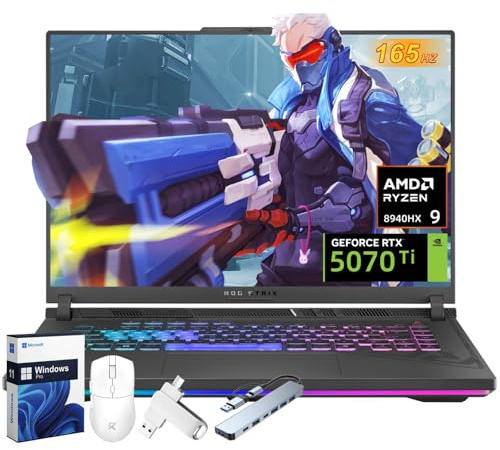 ASUS Ordinateur Portable de Jeu ROG Strix G16 2025, AMD Ryzen 9 8940HX, NVIDIA RTX 5070Ti 12 Go GDDR7, écran 16 FHD WUXGA 165 Hz 3 ms, Dolby Atmos, Hires Audio, 32 Go DDR5, 1 to SSD, Win 11 Pro