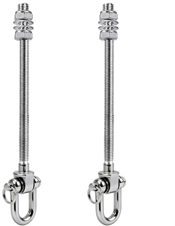 Vexnaro Crochets de Balançoire en Acier Inoxydable avec Roulements Lot de 2, Boulons Pivotants, Capacité 680 kg pour Poutres en Bois et en Acier, Hamac de Yoga, Sac de Frappe, Balançoire de Porche (2)
