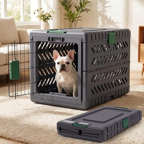Gardner Pet Faltbare Hundetransportbox, Acryl-Hundebox 71x46x53cm, Grau | Faltbare Hundebox für große/mittlere Hunde, Montage ohne Werkzeug, 2 Räder, Platzsparend, Acryl