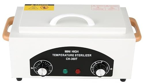 High Temperature Metal Tool Sterilizer Cabinet - 50-220°C Adjustable Dry Heat Sterilizer with Timer, 2.2L 300W Autoclave for Nail Tools, Manicure Pedicure, Salon Spa Barber Beauty Clinic (A)