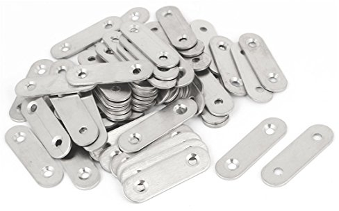 sourcing map 50 mm x 15 mm x 2 mm de acero inoxidable recta soporte de reparación placa plana 60PCS