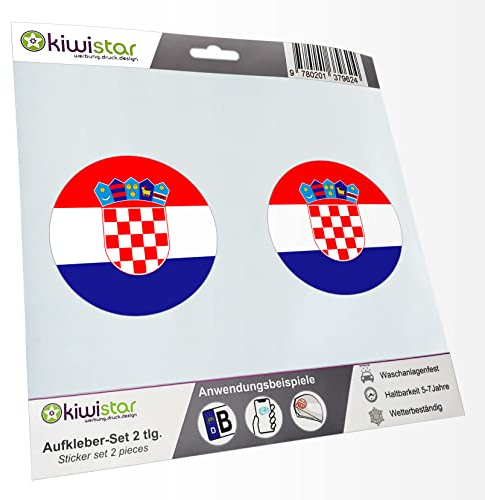 KIWISTAR - 2X Kennzeichenaufkleber - Kroatien - Kennzeichen Aufkleber Sticker Nummernschild Land Country Nation