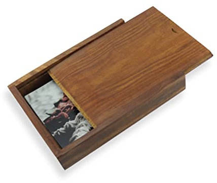 Budawi® Handgefertigte Fotobox Fotokiste Bilderbox Bilderkiste Truhe aus Palisanderholz Aufbewahrung von Fotos 13 x 18 cm Fotogeschenk Hochzeit Geburtstag
