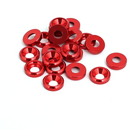 sourcing map 20Stk Scheibe Kotflügeldeko Stoßfänger Motorraum M3 Aluminiumlegierung Rot de