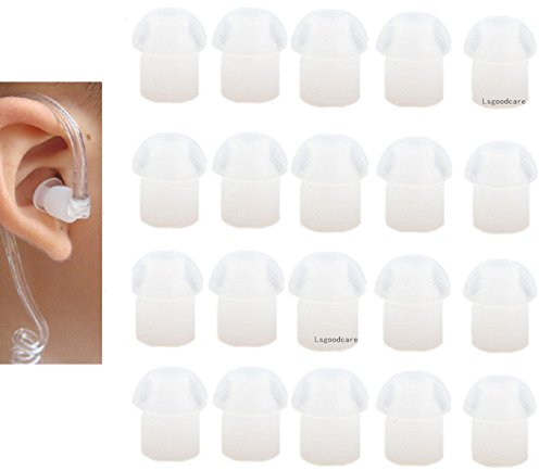 Lsgoodcare 20Pack weiße Silikonkautschuk Ersatz Pilzkopf Ohrstöpsel Compatible with Motorola Kenwood Baofeng HYT Midland Cobra 2 Weg Radio Akustisches Rohr Ohrhörer Mehrweg