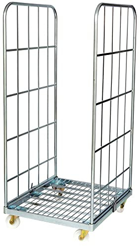 Rollbox mit 2 Seitenwänden, Traglast 500 kg, BxTxH 720x810x1640 mm, Bodeplatte aus Stahl, verzinkt