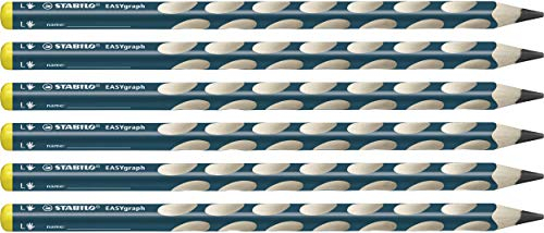 STABILO - Ergonomischer Dreikant-Bleistift für Linkshänder - EASYgraph in petrol - 6er Pack - Härtegrad 2B