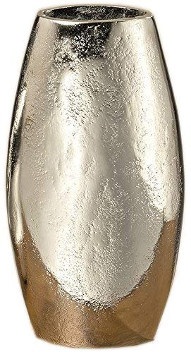 Meinposten Dekovase Vase Silber Metall rund oval Deko Metallvase Tischdeko Aluminium massiv (Ovale Vase, Höhe 22 cm)