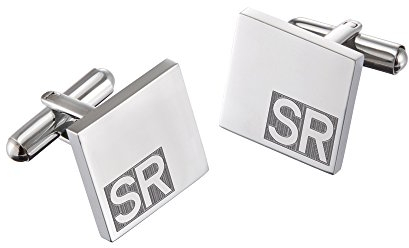 Gravado Eckige Manschettenknöpfe mit Gravur aus Edelstahl und Personalisiert mit Initialen, Anzug Accessoire, Herren Schmuck