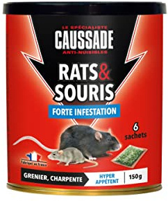 Caussade CARSC150 Rats & Souris - 6 sachets Céréales prêt à l'emploi - Grenier et Charpente | Forte Infestation