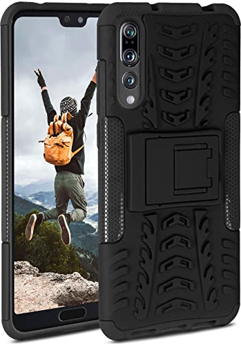 ONEFLOW Tank Case für Huawei P20 Pro Hülle Outdoor, stabile Panzerhülle mit Kamera und Display Schutz, sichere Handyhülle, TPU Handy Schutzhülle mit Ständer, Schwarz