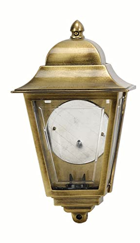 Licht-Erlebnisse Wandlampe Messing IP43 Rustikal wetterfest NEREOS Außenleuchte Laterne außen Terrasse Balkon Haustür