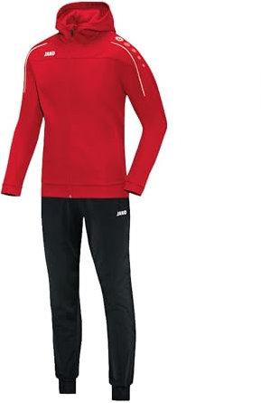 JAKO Trainingsanzug Damen Polyester Classico mit Kapuze Rot Gr. 40 - Jogginganzug 2-teilig für Sport und Alltag, Jogginghose & Trainingsjacke