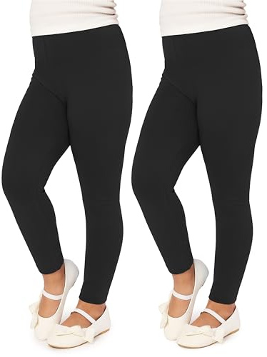 Merry Style Mädchen Lange Leggings aus Viskose 2 Pack MS10-130 (Schwarz/Schwarz (2Pack), 110 cm)