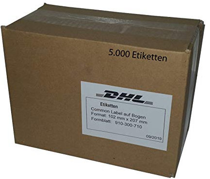 DHL Etiketten Versandaufkleber Label selbstklebend 102 mm x 207 mm für Laserdrucker/Tintenstrahldrucker 5.000 Blatt 910-300-710
