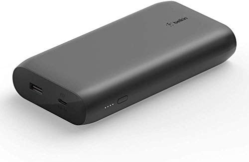 Belkin Batterie externe charge rapide USB-C PD 20000mAh (chargeur externe avec ports USB-C 30W + USB-A 12W, capacité de 20K, chargeur portable pour MacBook, iPad, iPhone, Galaxy, Pixel, etc), noire