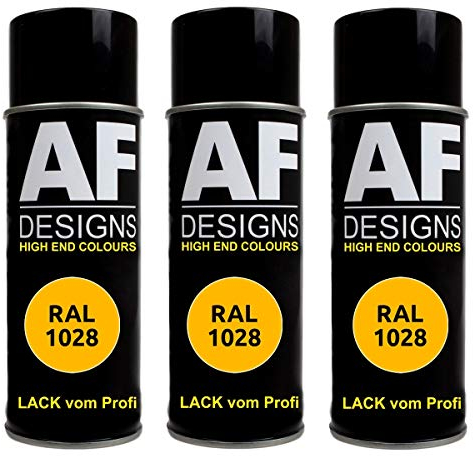Alex Flittner Designs 3x RAL Lackspray Autolack Buntlack Spraydose RAL1028 MELONENGELB matt