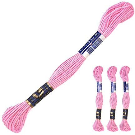 3 Docken Stickgarn je ca. 8m Sticktwist 100% Baumwolle Stickerei verschiedene Farbwahl, Farbe :3432 mittelrosa