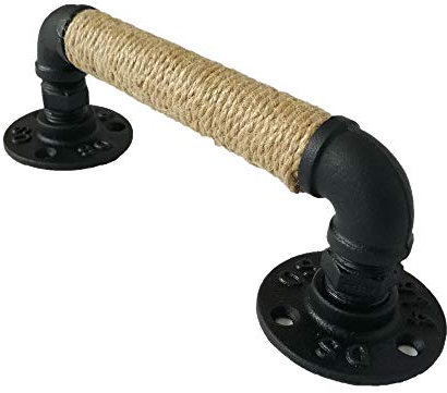 PoignéE de Meubles de Style Industriel Pipe PoignéE de Porte en Bois Coulissante Grange Noire Antique Vintage PoignéE en Corde de Fer Forgé EuropéEn