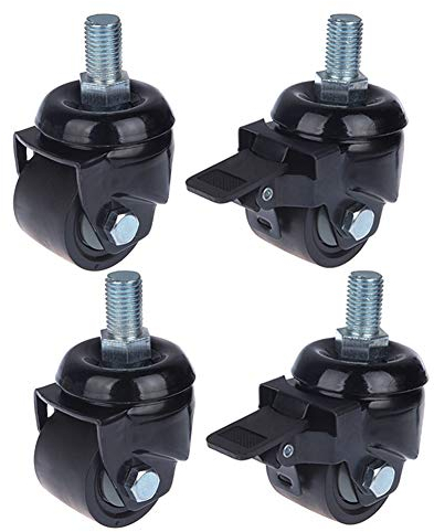 2'' 2,5'' 3 zoll Lenkrollen Schwerlast Gewinde M16 Industrielle Rollen 300kg-600kg Niedriger Schwerpunkt Leise Nylon Schwenkrollen mit Bremse für Mechanische Ausrüstung Werkbank Transport 4 Stück