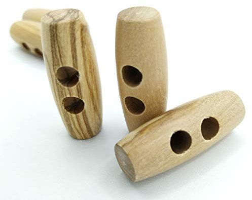 BOTIBOTON - 12 Bottone di legno d'ulivo con forma di Corno o Barile - Varie dimensioni - Legno chiaro - Accessori per il cucito - Prodotto e spedito dalla Spagna (Barile, 30 mm)