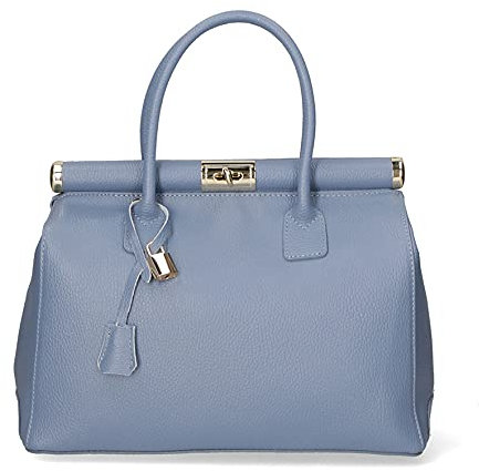 Chicca Borse Borsa top handle donna borsa a mano in pelle dollaro borsa media italiana - Blu Jeans