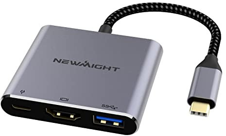 Adaptateur USB C vers HDMI avec Sortie 4K Port USB 3.0 et Port de Charge de Type C 100 W, Newmight Adaptateur multiport AV numérique pour MacBook Pro/Air, iPad Pro