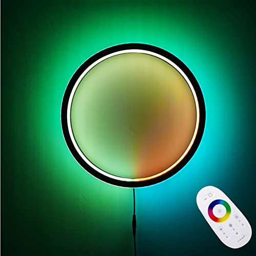 ANKBOY Innen Wandleuchten LED Mit Fernbedienung Dimmbar RGB Bunt Wandlampen mit Stecker und Kabel Rundes Ring Wandbeleuchtung Farbänderungen für Wohnzimmer Flur Weihnachten Stimmungs-Beleuchtung