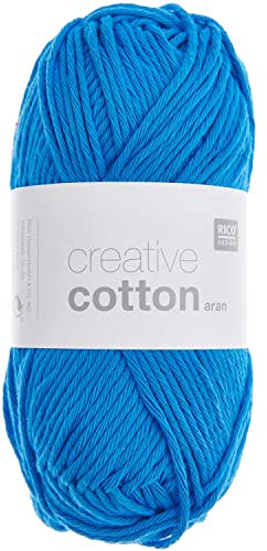 Rico Design Creative Cotton aran 50 g ca. 85 m Wolle Wollschnur Häkelwolle Häkeln Basteln Knäuel Enzian
