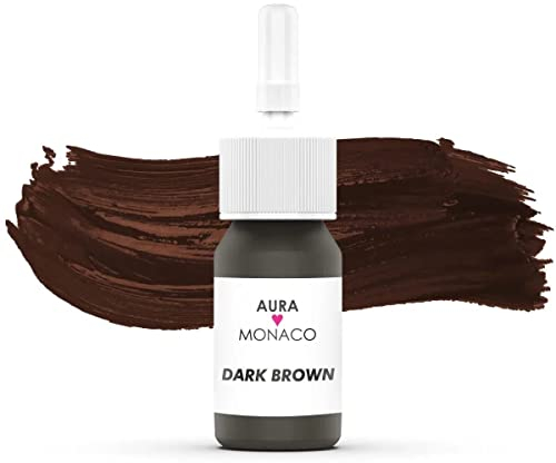 AURA Monaco | Microblading & PMU Farbe – REACH-konformes Premium PMU Pigment für Powder Brows, Microblading & alle PMU-Techniken, 3 ml Hygienefläschchen, Made in Germany (Dark Brown)